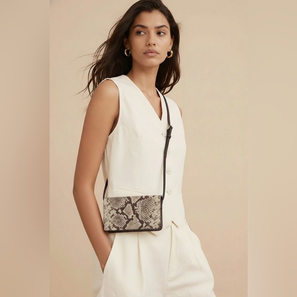 Coach Handbags - NWOT Coach Cream and Brown Snakeskin Python Embossed Leather Bag